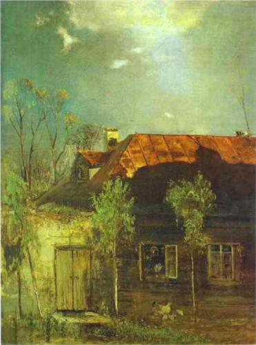 (image for) Handmade oil painting Copy paintings of famous artists Savrasov's art, A Provincial Cottage Spring,1878