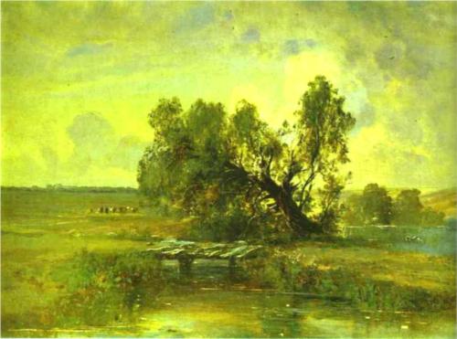 (image for) Handmade oil painting Copy paintings of famous artists Alexey Savrasov's Painting, After A Thunderstorm - Click Image to Close
