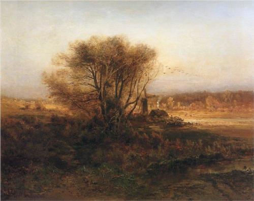(image for) Handmade oil painting Copy paintings of famous artists Alexey Savrasov's Painting Art, Autumn, 1871 - Click Image to Close