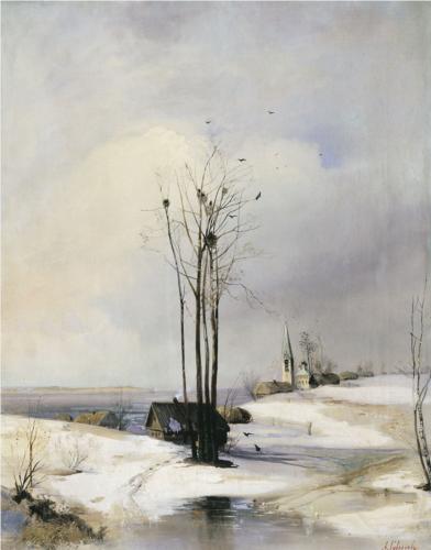 (image for) Handmade oil painting Copy paintings of famous artists Alexey Savrasov's art, Early Spring Thaw, 1885