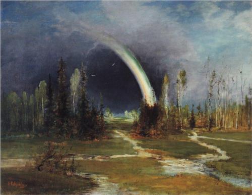 (image for) Handmade oil painting Copy paintings of famous artists Savrasov's Painting, Landscape With A Rainbow