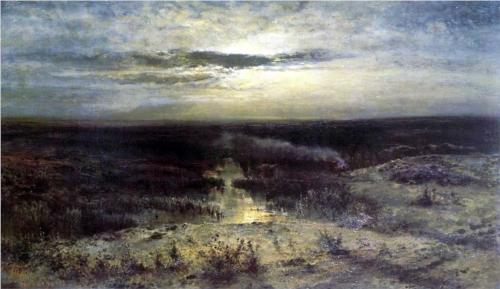 (image for) Handmade oil painting Copy paintings of famous artists Alexey Savrasov's Painting, Moonlit Night Marsh