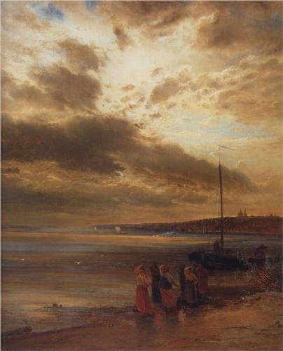 (image for) Handmade oil painting Copy paintings of famous artists Alexey Savrasov's Artwork, On The Volga, 1875