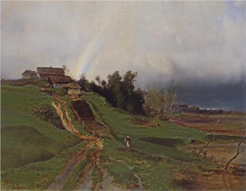 (image for) Handmade oil painting Copy paintings of famous artists Alexey Savrasov's Painting, Rainbow, 1875