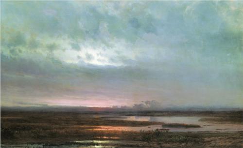 (image for) Handmade oil painting Copy paintings of famous artists Alexey Savrasov's Sundown Over A Marsh, 1871