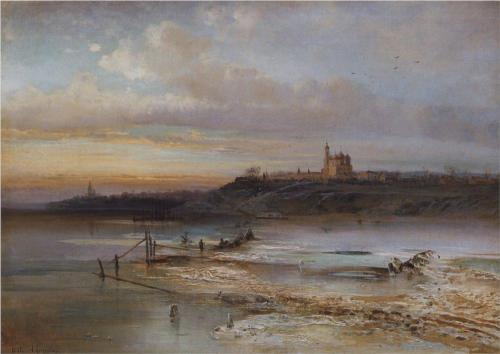 (image for) Handmade oil painting Copy paintings of famous artists Alexey Savrasov's Artwork, Thaw Yaroslavl, 1874