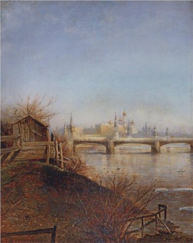 (image for) Handmade oil painting Copy paintings of famous artists Savrasov's View Of The Moscow Kremlin, 1873 - Click Image to Close