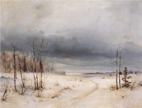 (image for) Handmade oil painting Copy paintings of famous artists Alexey Savrasov's Painting Artwork, Winter, 1870