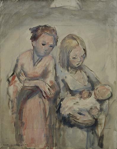 (image for) Handmade oil painting Copy paintings of famous artists Anne Goldthwaite - Two Women And Baby