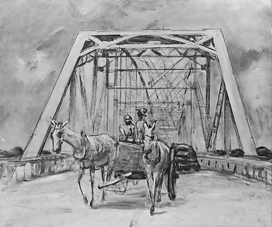 (image for) Handmade oil painting Copy paintings of famous artists Anne Goldthwaite's White Mules on a Bridge