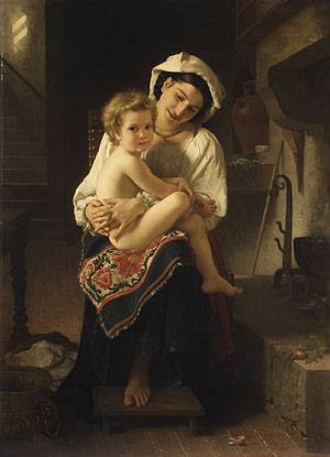 (image for) William Bouguereau art Young Mother Gazing at Her Child 1871