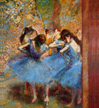 (image for) Handmade oil painting Copy paintings of famous artists Edgar Degas Art Dancers in Blue - Click Image to Close