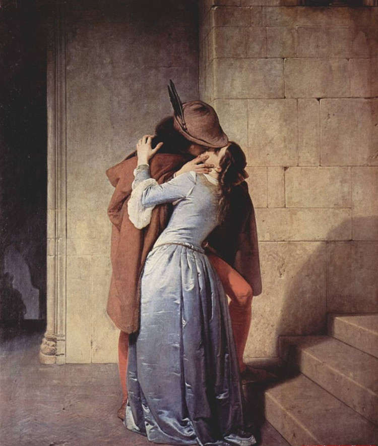 (image for) Handmade oil painting Copy paintings of famous artists Francesco Hayez's paintings The Kiss 1859 - Click Image to Close