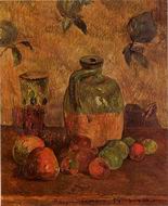 (image for) Paul Gauguin painting artwork Apples Jug Iridescent Glass 1884