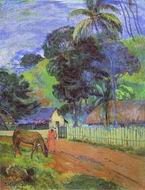(image for) Paul Gauguin paintings art Horse on Road Tahitian Landscape 1899