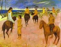 (image for) Paul Gauguin paintings artwork Horsemen on the Beach 1902