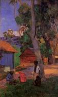 (image for) Paul Gauguin painting artwork Around the Huts 1877