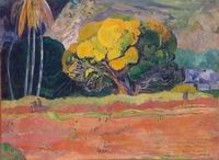 (image for) Paul Gauguin painting artwork At the Foot of the Mountain 1892