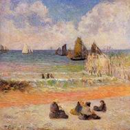 (image for) Handmade oil painting Copy paintings of famous artists Paul Gauguin painting art Bathing Dieppe 1885
