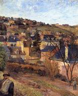(image for) Handmade oil painting Copy paintings of famous artists Paul Gauguin painting art Blue Roofs Rouen 1884