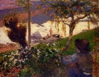 (image for) Paul Gauguin painting artwork Breton Boy by the Aven River 1888
