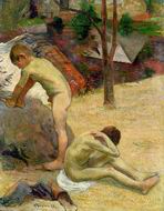 (image for) Handmade oil painting Copy paintings of famous artists Paul Gauguin painting Breton Boys Bathing 1888
