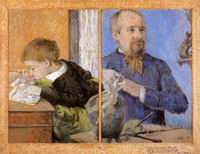 (image for) Handmade oil painting Copy paintings of famous artists The Sculptor Aube and His son 1882