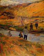(image for) Handmade oil painting Copy paintings of famous artists Paul Gauguin painting art Breton Fishermen 1888