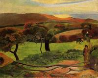(image for) Paul Gauguin paintings art Breton Landscape Fields by the Sea