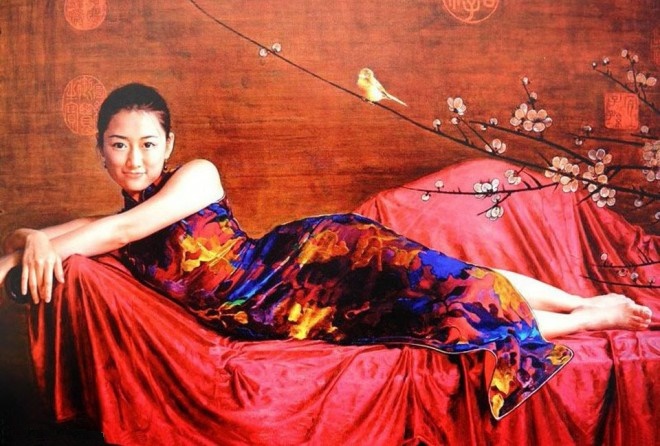 (image for) Handmade oil painting Copy paintings of famous artists Guan Zeju paintings Contemporary Chinese art - Click Image to Close