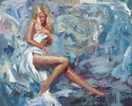 (image for) Handmade oil painting Copy paintings of famous artists Henry Asencio's paintings,Contemplation