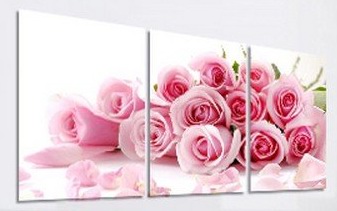 (image for) Pink Rose Bouquet Modern Wall Art Oil Painting for Home Decals
