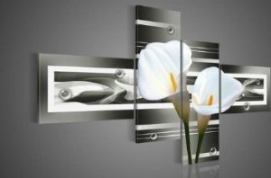 (image for) Pure White Lilies Modern Abstract Oil Painting on canvas