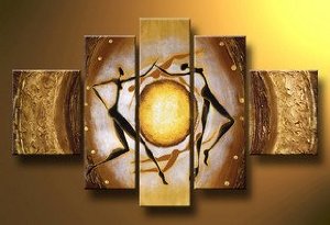 (image for) Modern Abstract Oil Painting on canvas Around the Sun 5 pcs