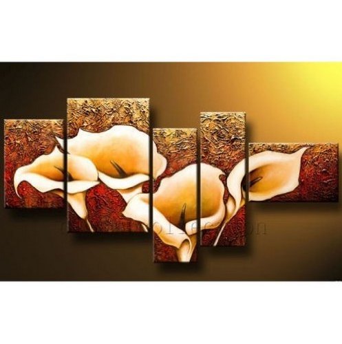 (image for) Calla Lily Flower Modern Abstract Oil Painting on canvas 5 pcs