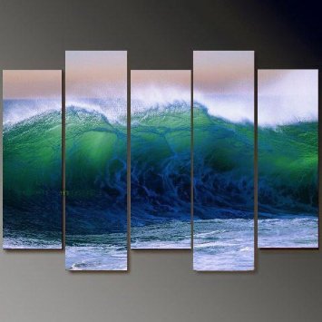 (image for) Sea Wave Modern Abstract Oil Painting on canvas 5 pcs