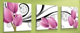 (image for) With The Purple Tulip Growth Modern Abstract Art On Canvas 3 pcs