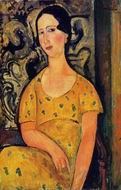 (image for) Handmade oil painting Copy paintings of famous artists Young Woman in a Yellow Dress (aka Madame Modot)