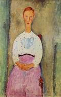 (image for) Amedeo Modigliani paintings Girl with a Polka Dot Blouse 1919