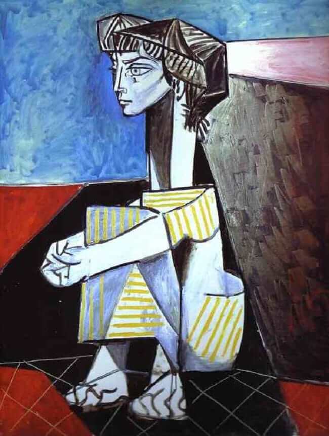 (image for) Reproduction oil painting Jacqueline Kneeling, 1954 by Picasso - Click Image to Close