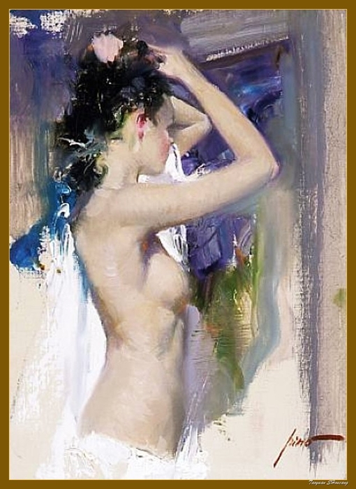 (image for) Handmade oil painting Copy paintings of famous artists Pino Daeni paintiings artwork