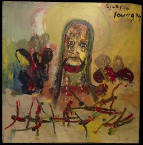 (image for) Handmade oil painting Copy paintings of famous artists Purvis Young's Painting Art, Black Jesus