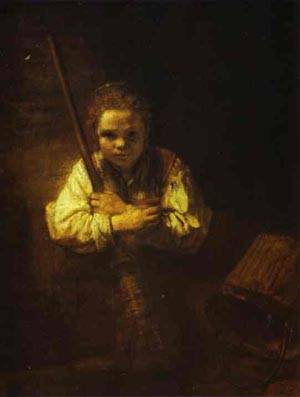 (image for) Handmade oil painting Copy paintings of famous artists A A Girl With A Broom 1651