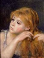 (image for) Renoir paintings Head of a Young Woman (aka Yellow Hat) 1894