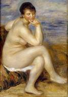 (image for) Pierre-Auguste Renoir paintings art Bather Drying Her Feet 1907