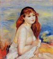 (image for) Handmade oil painting Copy paintings of famous artists Pierre-Auguste Renoir Bather with Long Hair