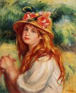 (image for) Pierre-Auguste Renoir art Blond in a Straw Hat (aka Seated Girl)