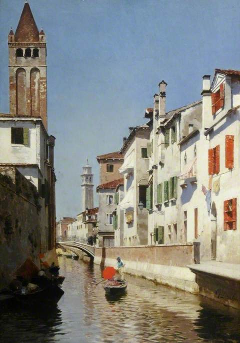 (image for) Reproduction Rubens Santoro oil paintnigs A Canal Scene, Venice - Click Image to Close