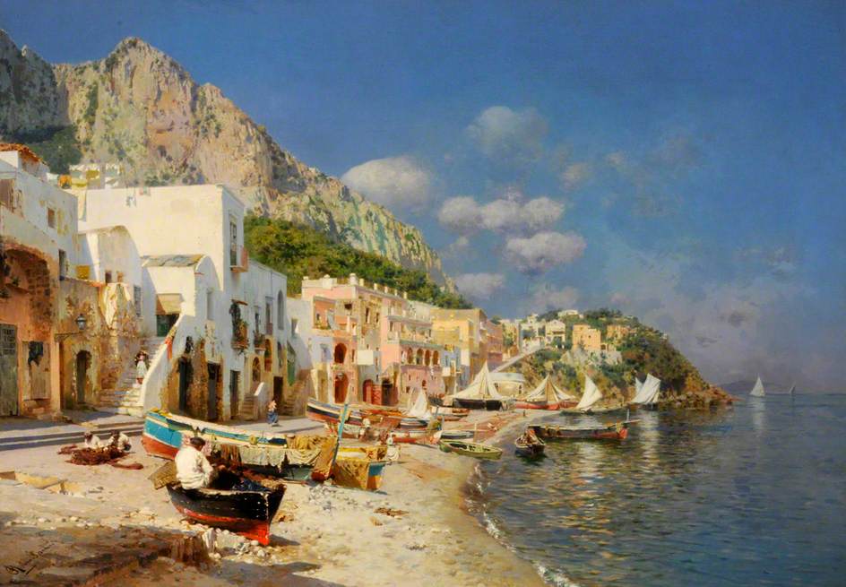 (image for) Reproduction Rubens Santoro Capri italy landscape painting - Click Image to Close