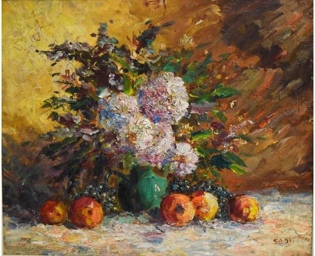 (image for) Handmade oil painting Copy paintings of famous artists Sadji Sha Qi paintings Fruit and Flowers - Click Image to Close